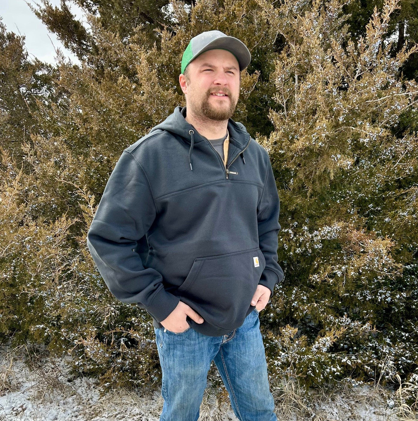 Sweatshirt Carhartt 1/4 Zip- Black - Main Image